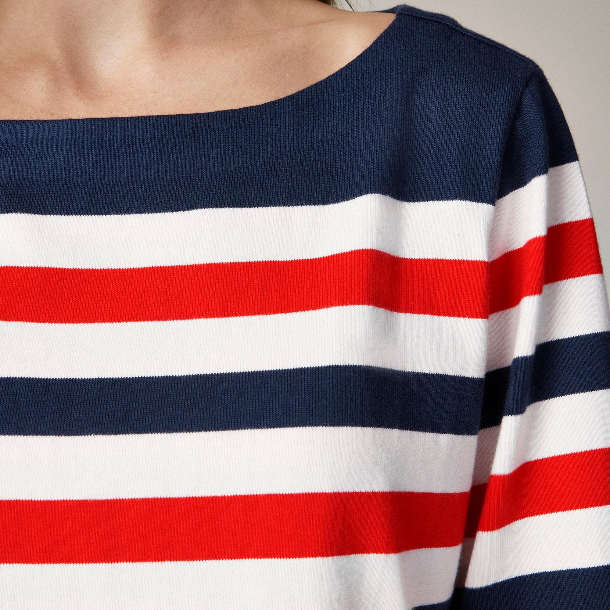 Ultra-cropped mariner cotton boatneck T-shirt Product Image