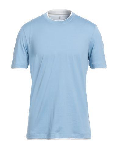 BRUNELLO CUCINELLI Man T-shirt Sky Blue Size 3xl Cotton Product Image