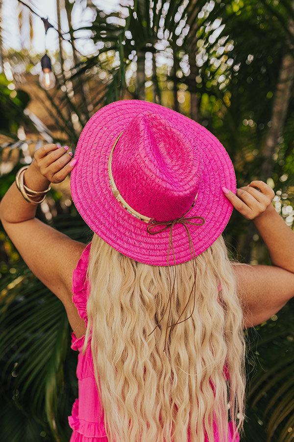 Tropical Shoreline Sun Straw Hat In Hot Pink Product Image