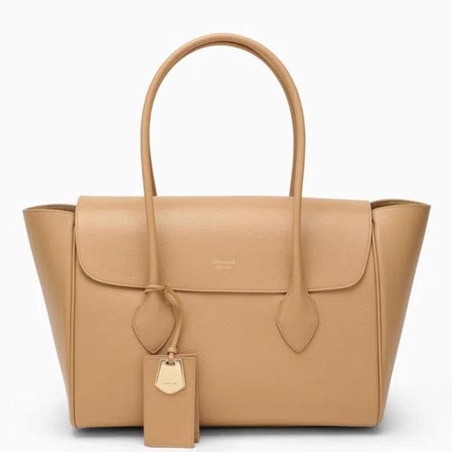 Camel-coloured Leather Tote Bag L In Beige Product Image