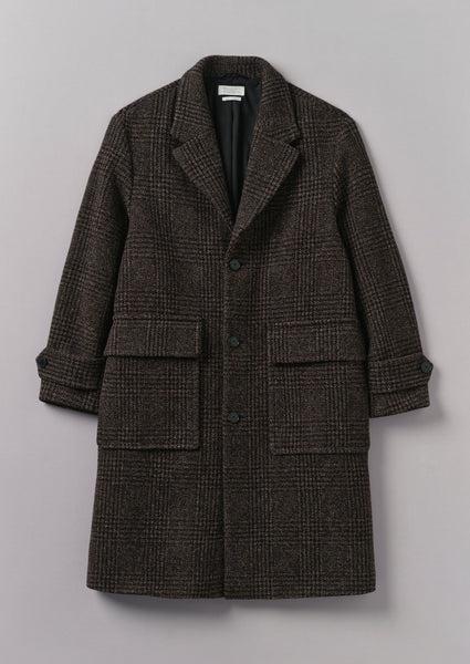 Check Wool Overcoat | Brown Marl Product Image