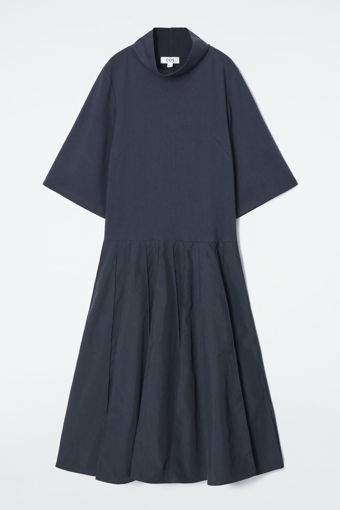 FUNNEL-NECK PANELLED MIDI DRESS Product Image