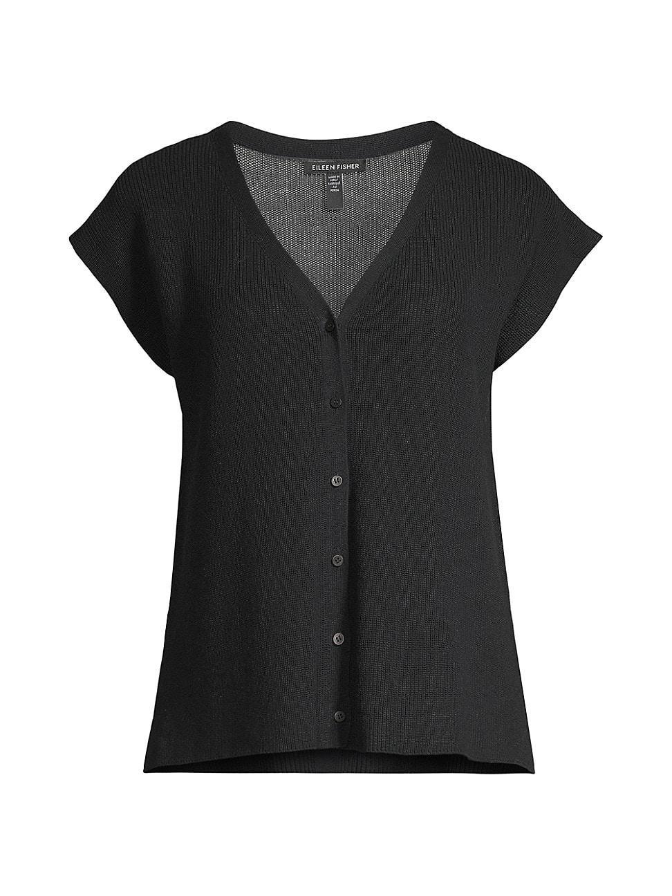 V-Neck Cap-Sleeve Crepe Vest Product Image