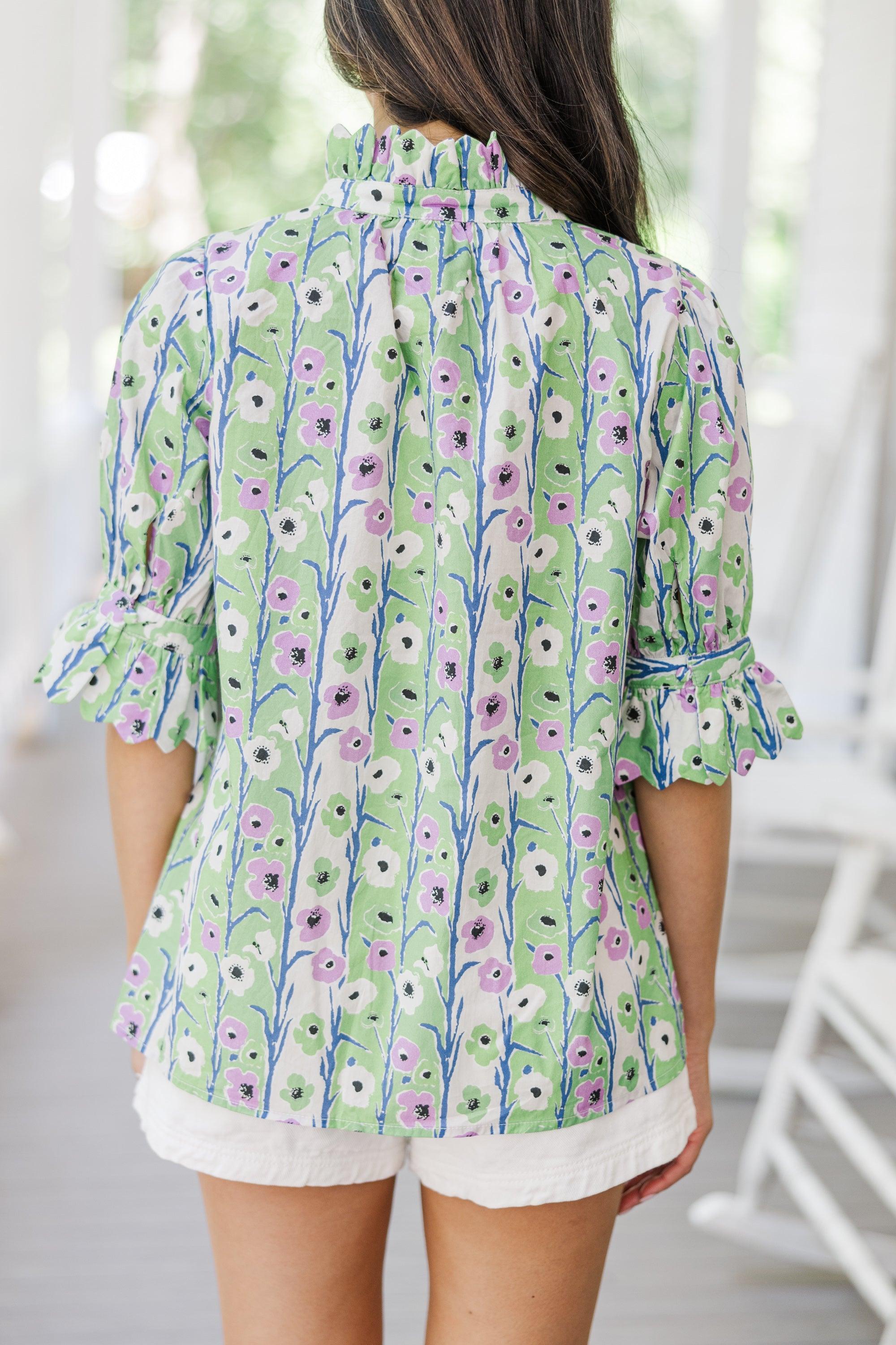 Find You There Green Ditsy Floral Blouse Female Product Image