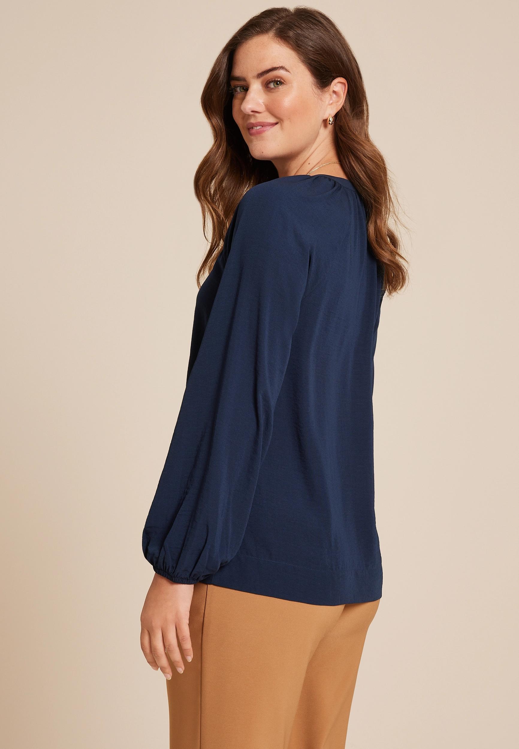 V Neck Dolman Long Sleeve Blouse Product Image