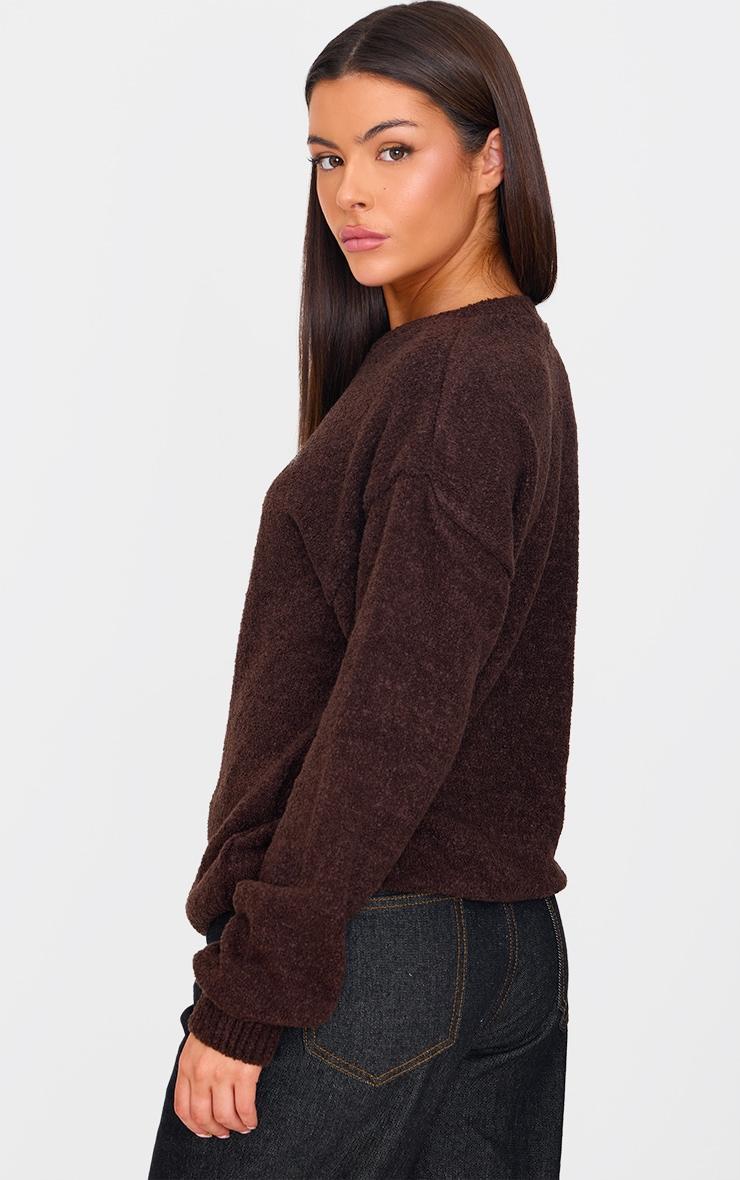 Chocolate Boucle Knit Oversized Sweater Product Image