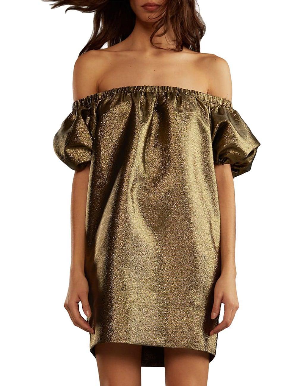 Womens Metallic Off-The-Shoulder Minidress Product Image