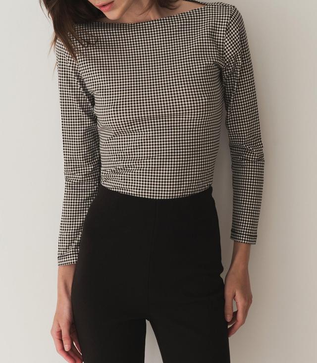 PAULETTE TEE -- NOIR LA MADDALENA GINGHAM Product Image