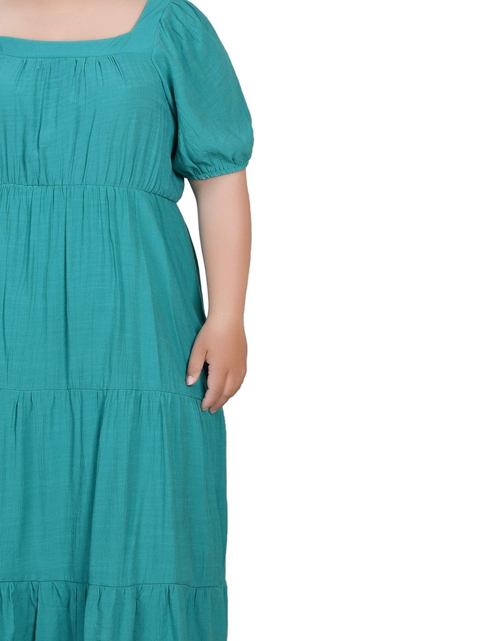 Short Sleeve Tiered Midi Dress - Plus Product Image