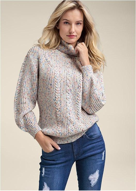 Popcorn Cable Knit Sweater Product Image