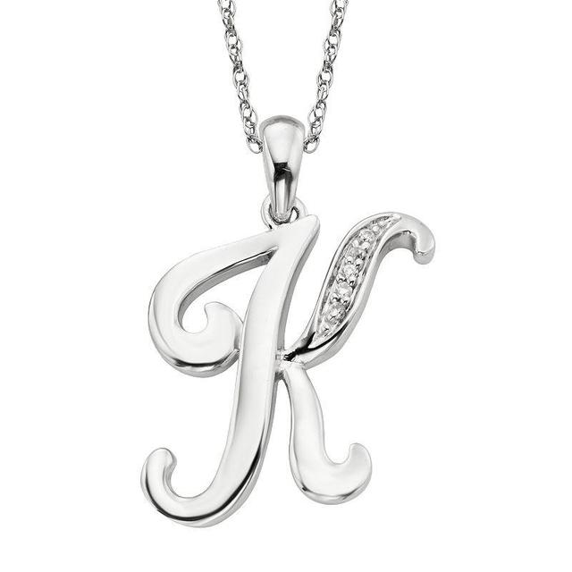 Sterling Silver Diamond Accent Initial Pendant, Womens Product Image