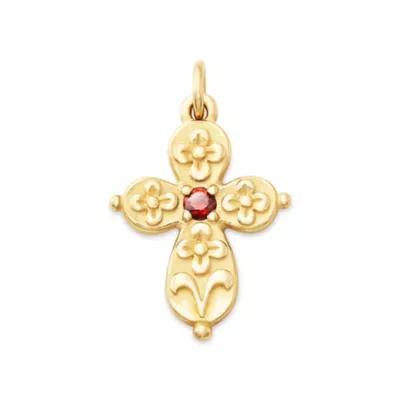 Floret Gemstone Cross Charm Product Image