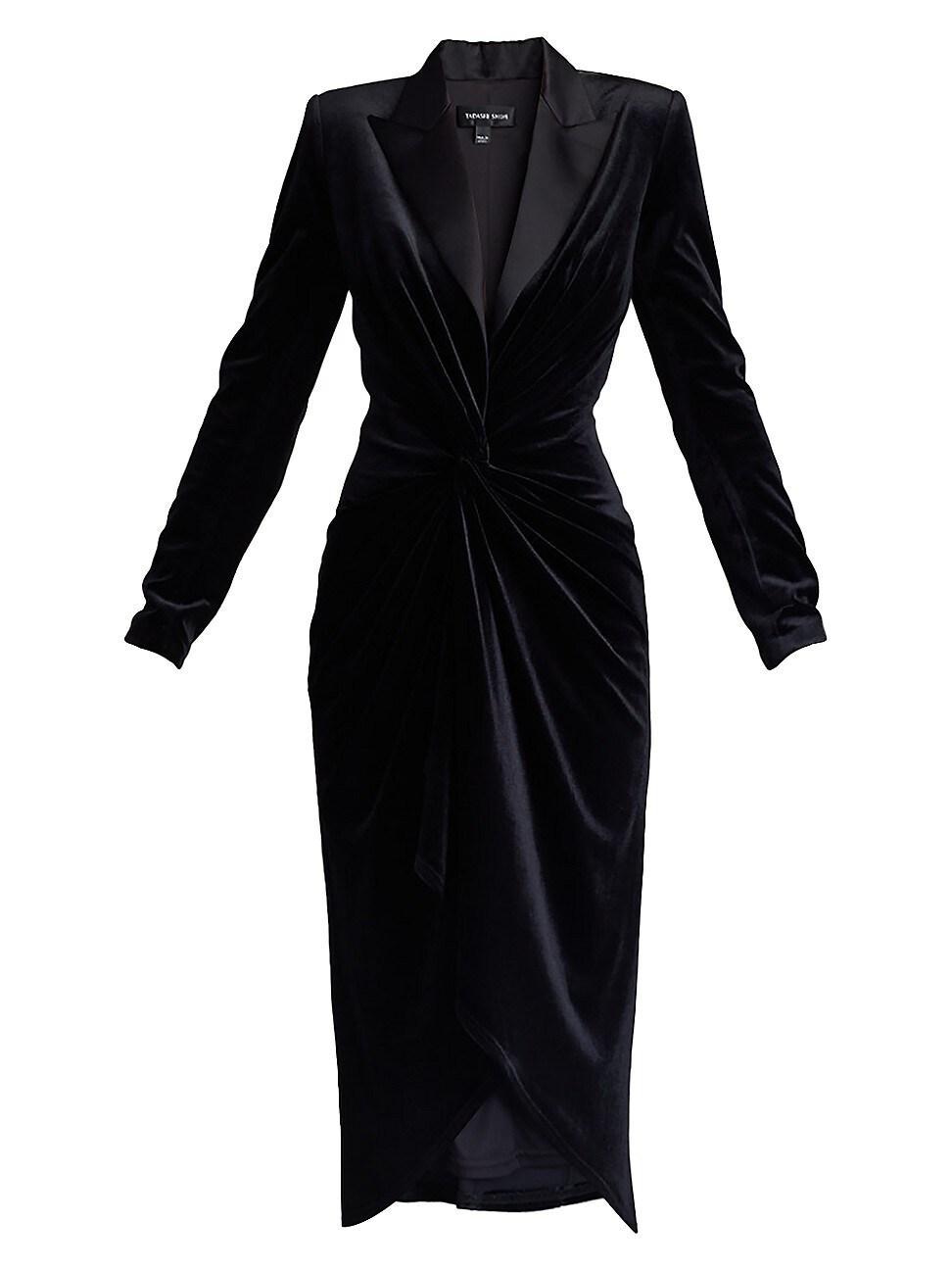 Womens Velvet Long-Sleeve Midi-Dress Product Image