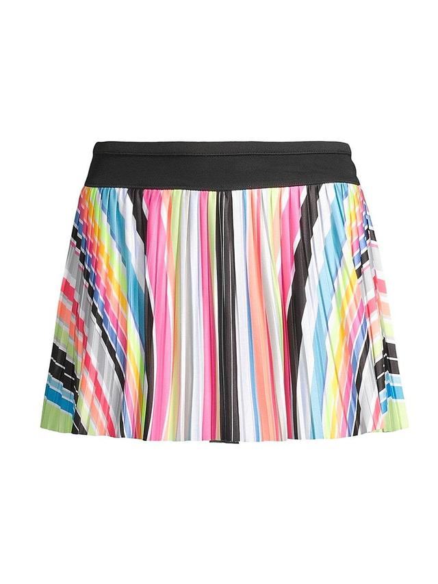 Womens Novelty Print Spectrum Striped Pleated Miniskirt Product Image