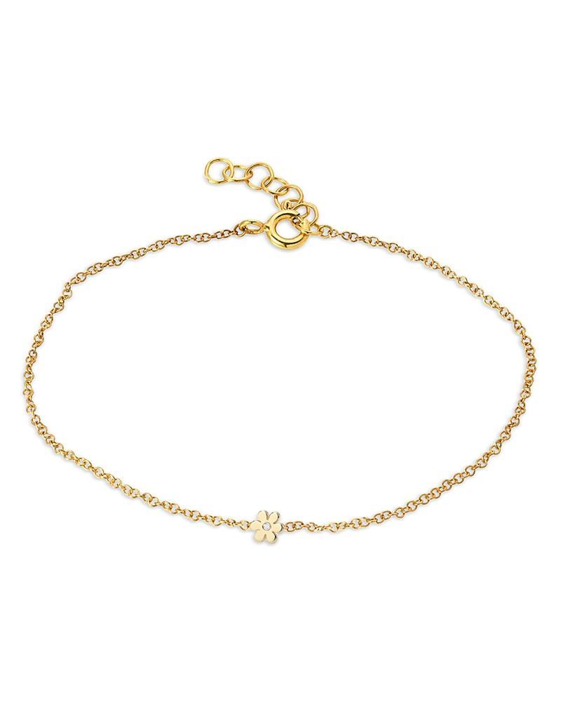 Zoe Lev 14K Yellow Gold Diamond Flower Chain Link Bracelet Product Image