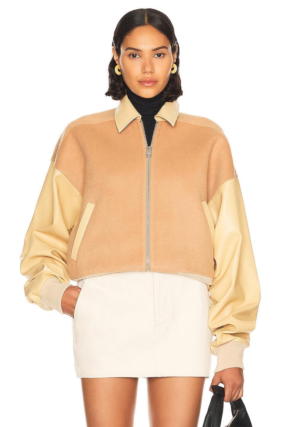 Helsa Faux Leather & Wool Blend Bomber Size L, M, XL, XS. Product Image