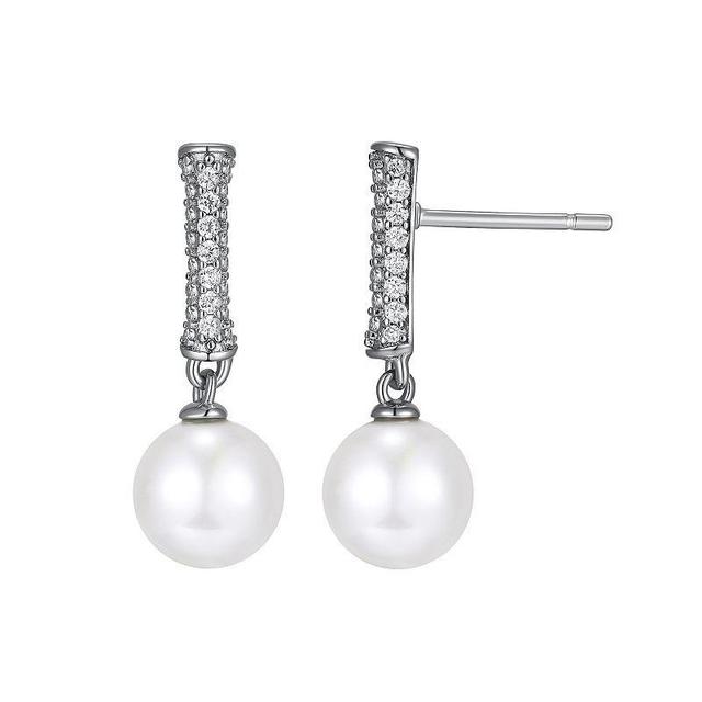 Sarafina Simulated Pearl & Cubic Zirconia Drop Earrings, Womens, Silver Tone Product Image