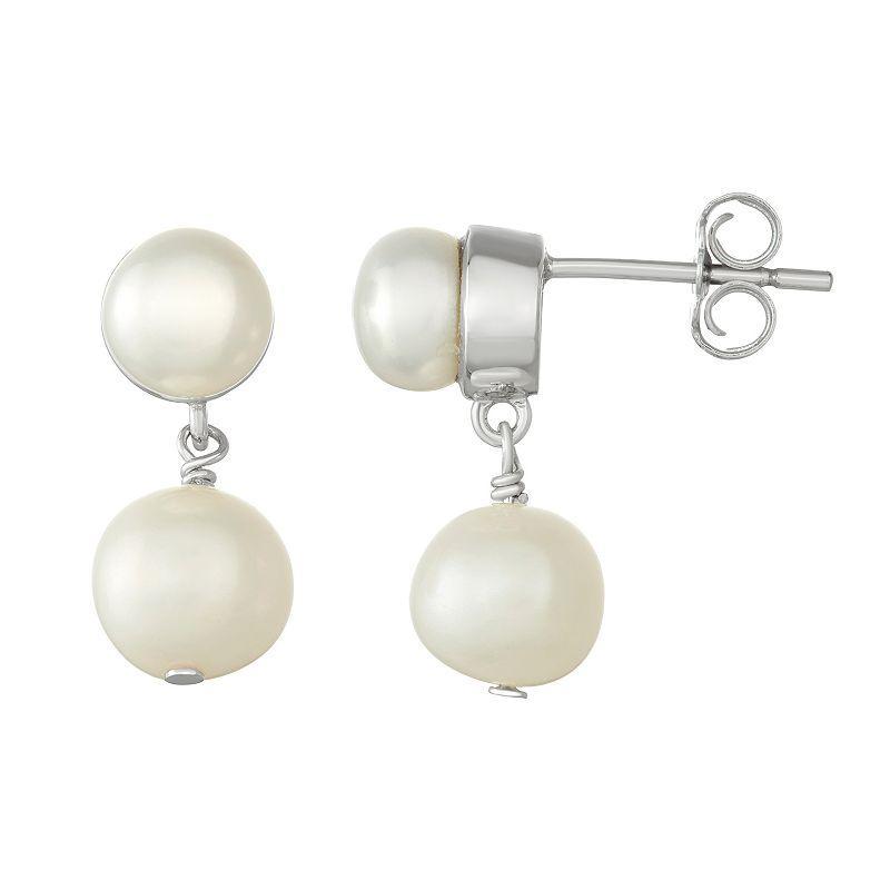 Sterling Silver Freshwater Cultured Pearl Drop Earrings, Womens Product Image