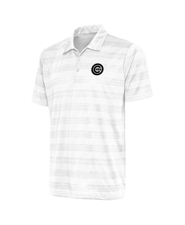 Antigua Mens White Chicago Cubs Metallic Compass Polo Product Image