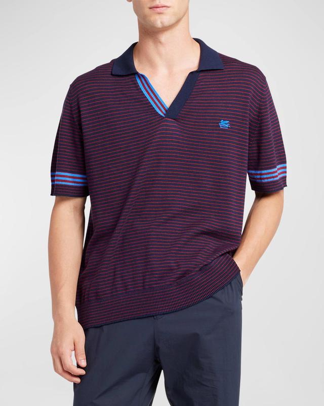 Mens Oversized Striped Knit Polo Shirt Product Image