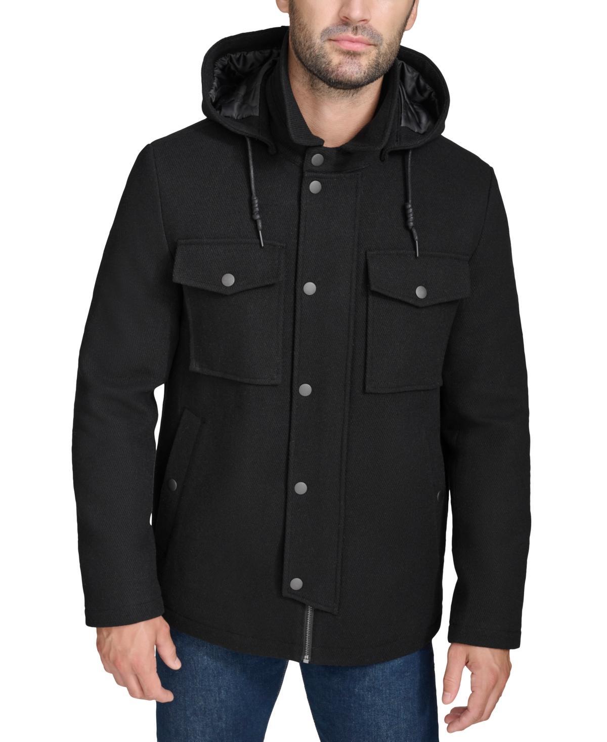 Cole Haan Mens Full-Zip Twill Field Jacket with Removable Hood Product Image