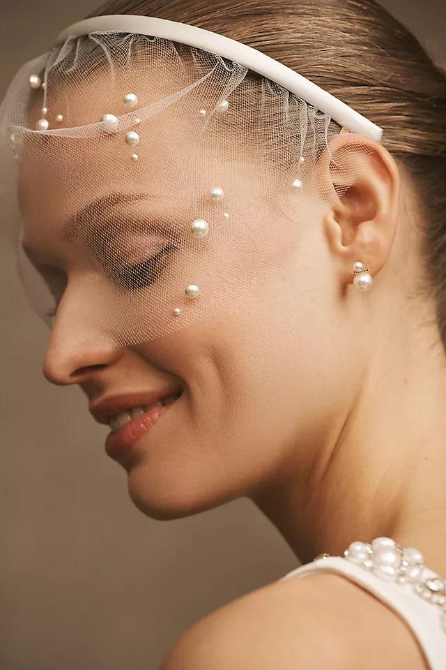 Pearl-Adorned Tulle Birdcage Headband Veil Product Image