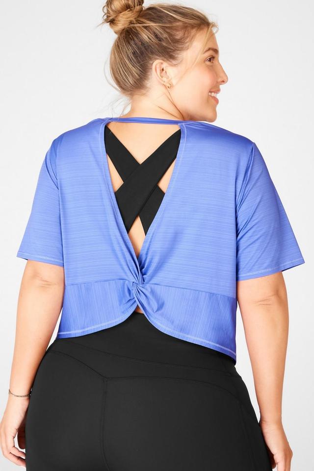 Fabletics Eco-Conscious Twist Back Short-Sleeve Tee Womens blue plus Size 4X Product Image