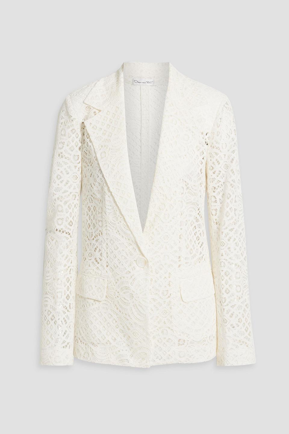 Cotton Guipure Lace Blazer In Ivory product image