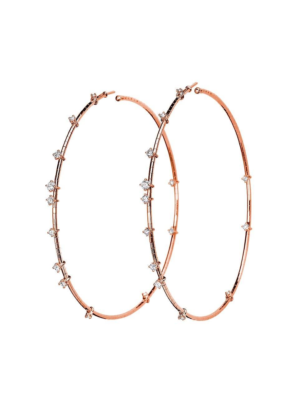 Womens Rugiada Diamanti 18K Rose Gold, Titanium, & 1.10 TCW Diamond Hoop Earrings Product Image