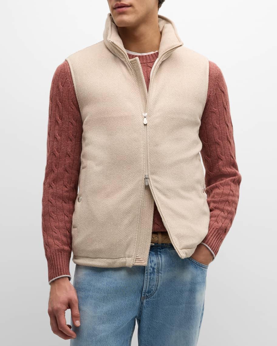 Men's Wool-Cashmere Chevron Full-Zip Vest Product Image