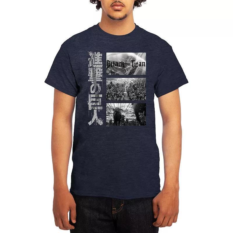 Mens Attack on Titan Tee Grey Navy Product Image