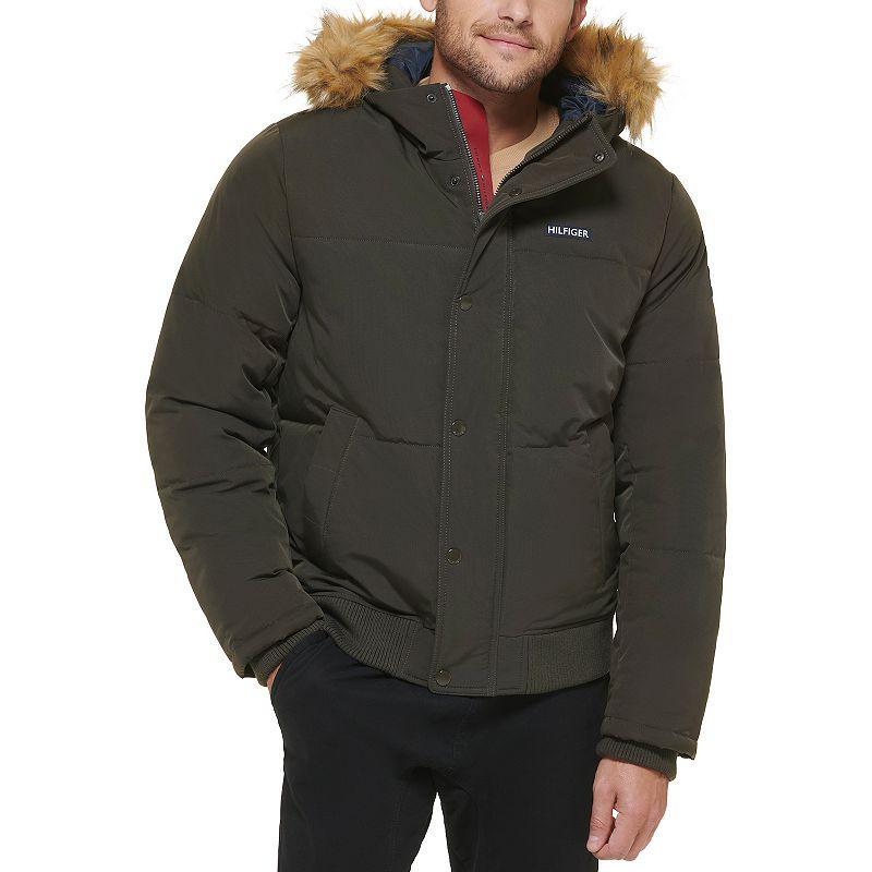 Mens Tommy Hilfiger Flex Tech Snorkel Bomber with Removable Faux Fur Trim Blue Product Image