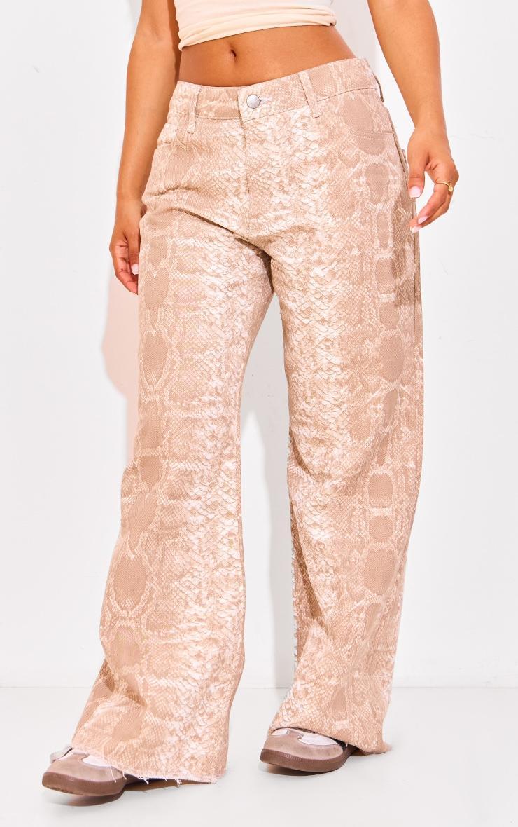 Petite Snake Print Denim Wide Leg Jeans Product Image