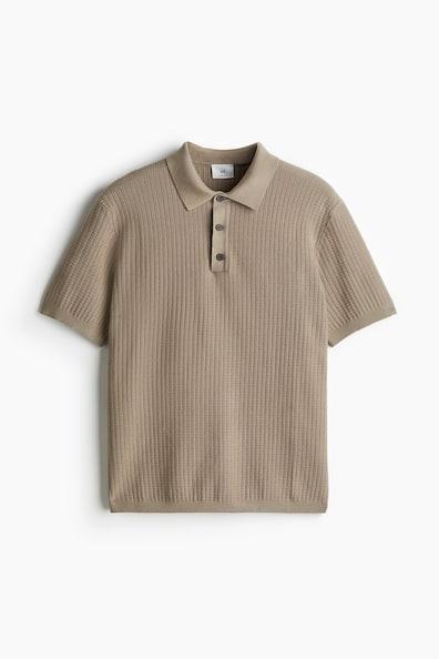 Regular Fit Textured-Knit Polo Shirt Product Image