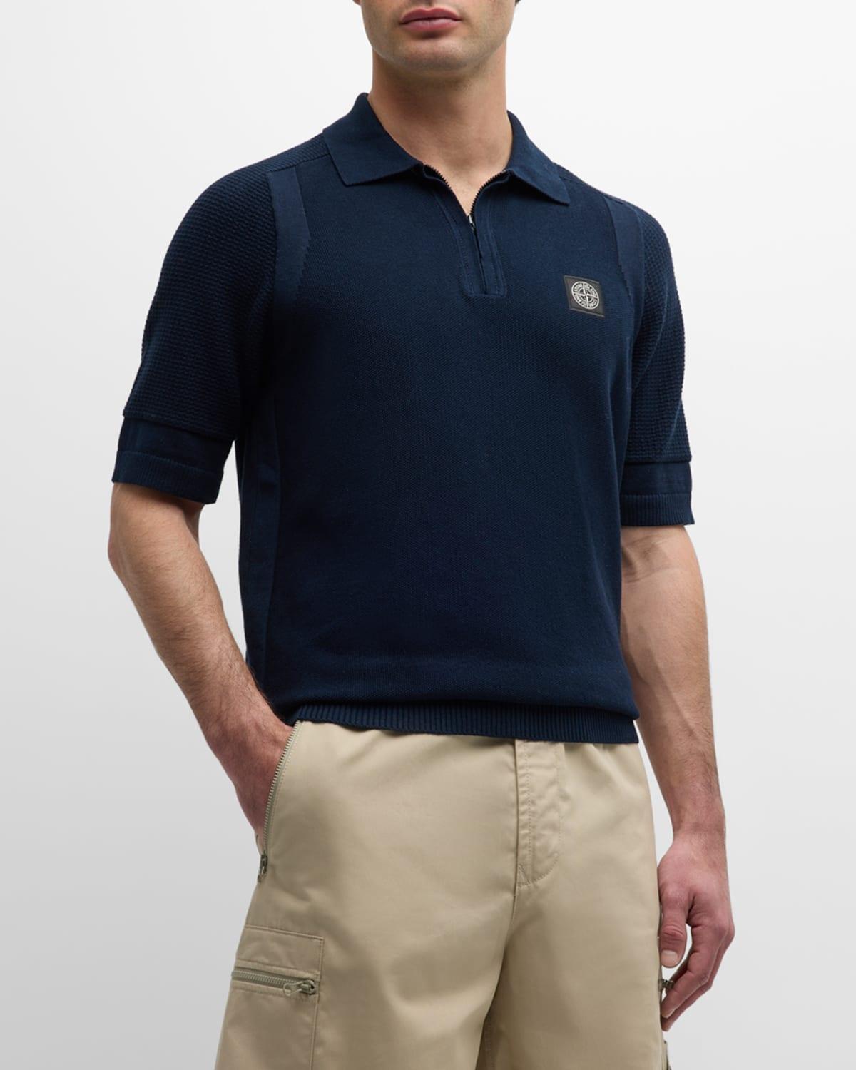 Mens Waffle Knit Polo Shirt Product Image