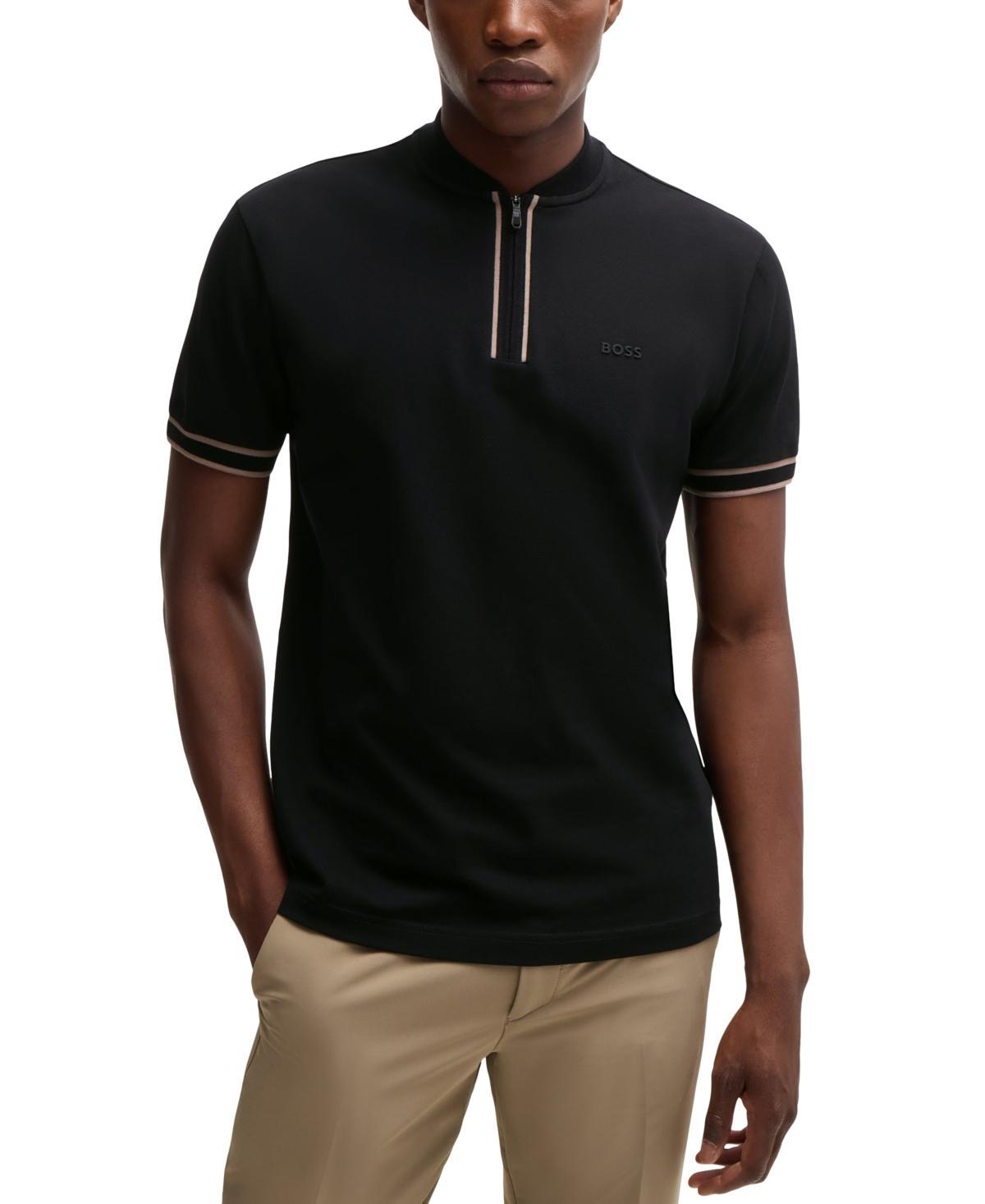 Boss by Hugo Boss Mens Cotton-Pique Zip-Neck Polo Product Image