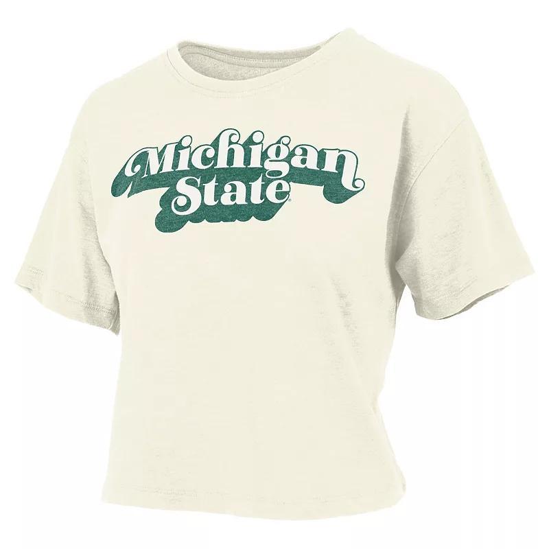 Womens Pressbox White Michigan State Spartans Vintage-Like Easy Team Name Waist-Length T-shirt Product Image