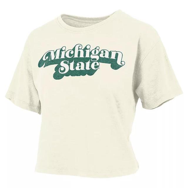 Womens Pressbox White Michigan State Spartans Vintage-Like Easy Team Name Waist-Length T-shirt Product Image