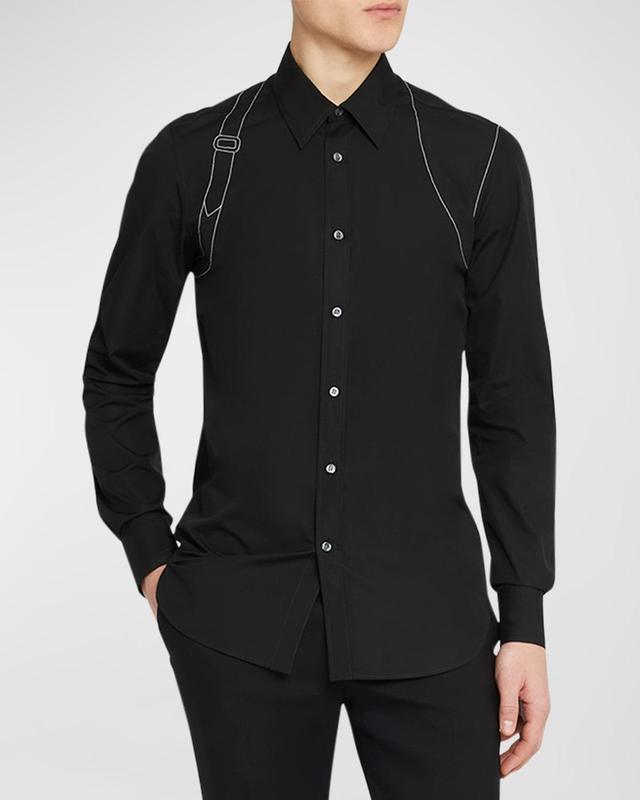 Men's Contrast-Stitch Harness Dress Shirt Product Image