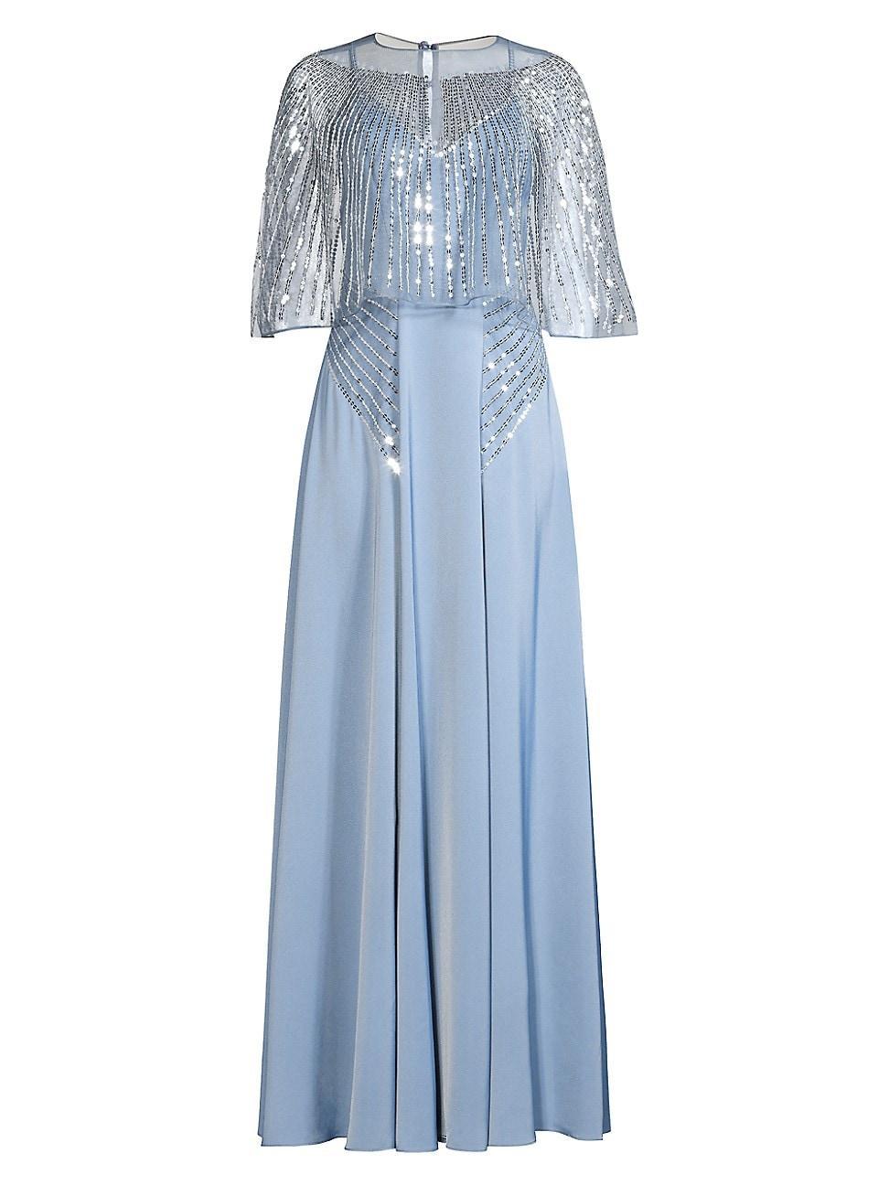 Womens Sequined Cape Gown Product Image