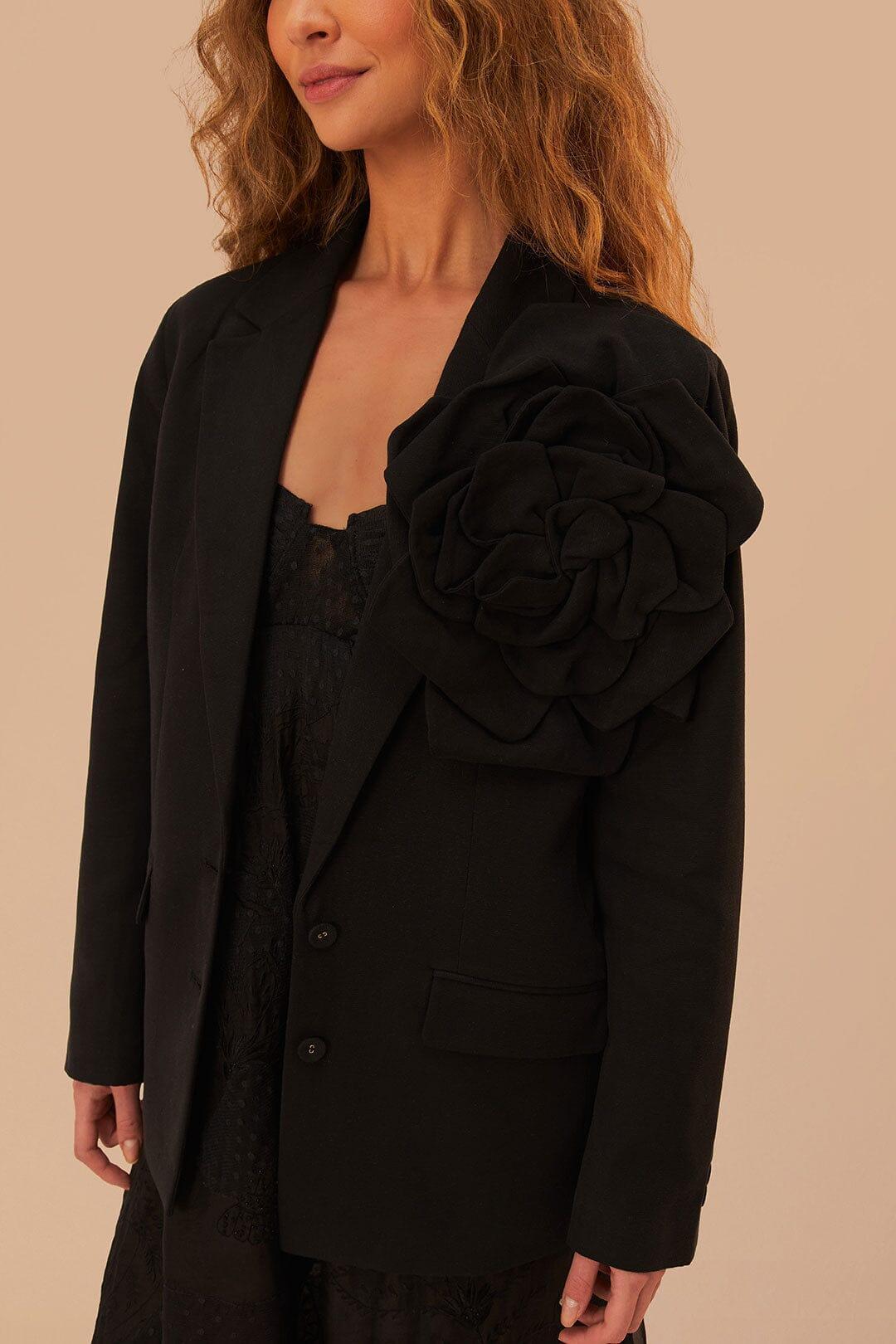 Black Flowered Blazer Product Image