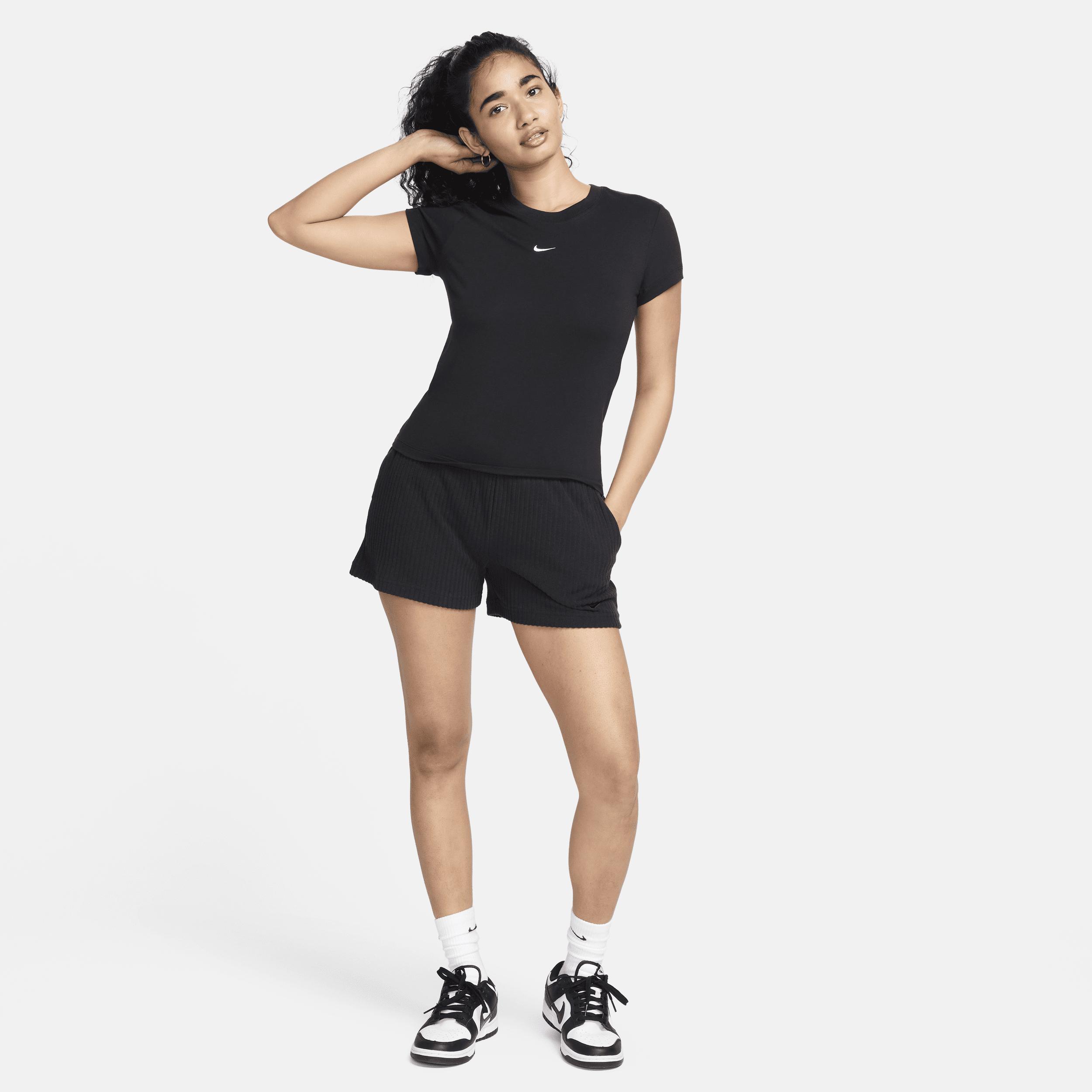 Nike Womens Nike Chill Knit Crop T-Shirt - Womens White/Black Product Image