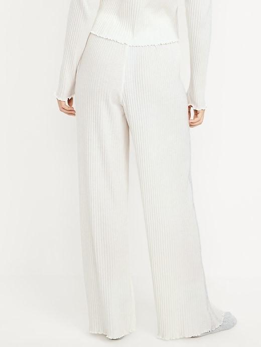 High-Waisted Ribbed Pajama Pants Product Image