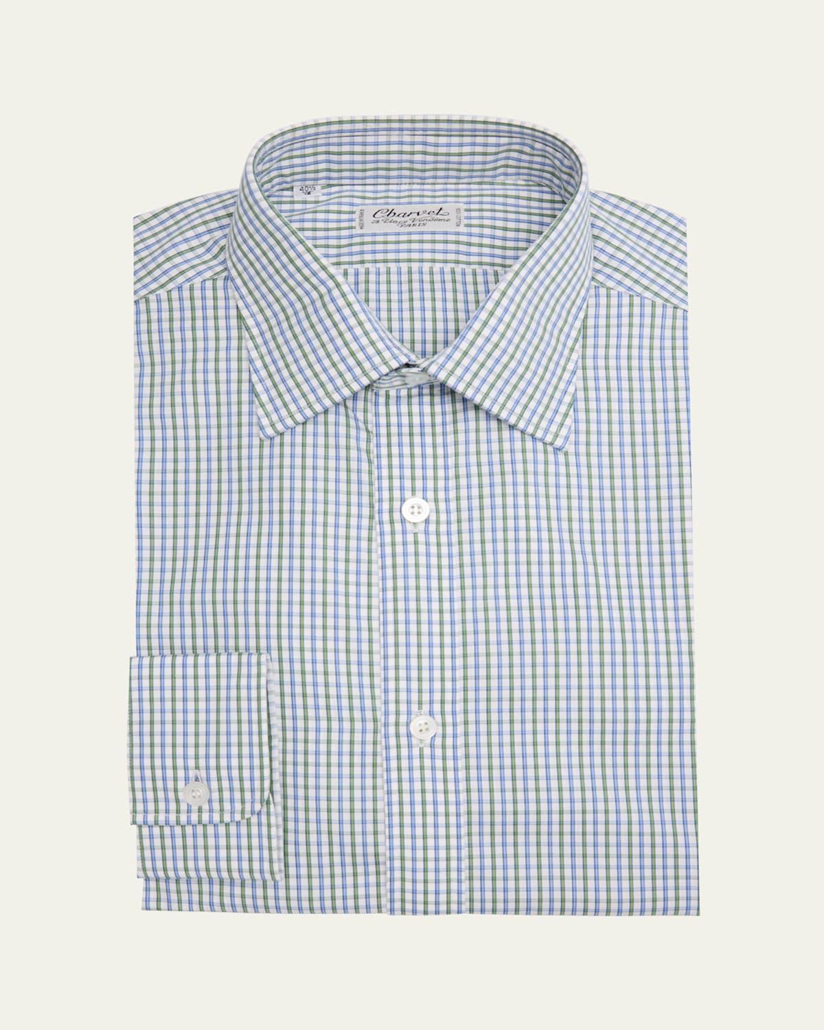 Mens Cotton Check-Print Dress Shirt Product Image