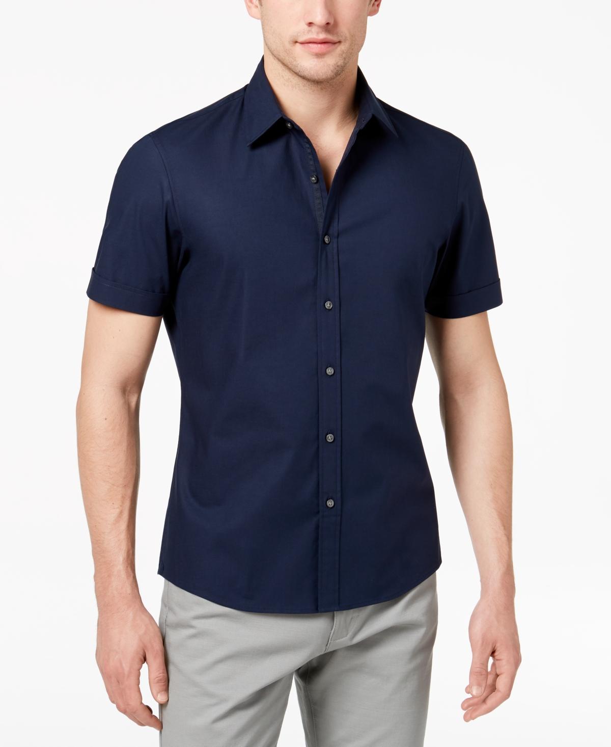 Michael Kors Mens Solid Stretch Button-Front Shirt Product Image