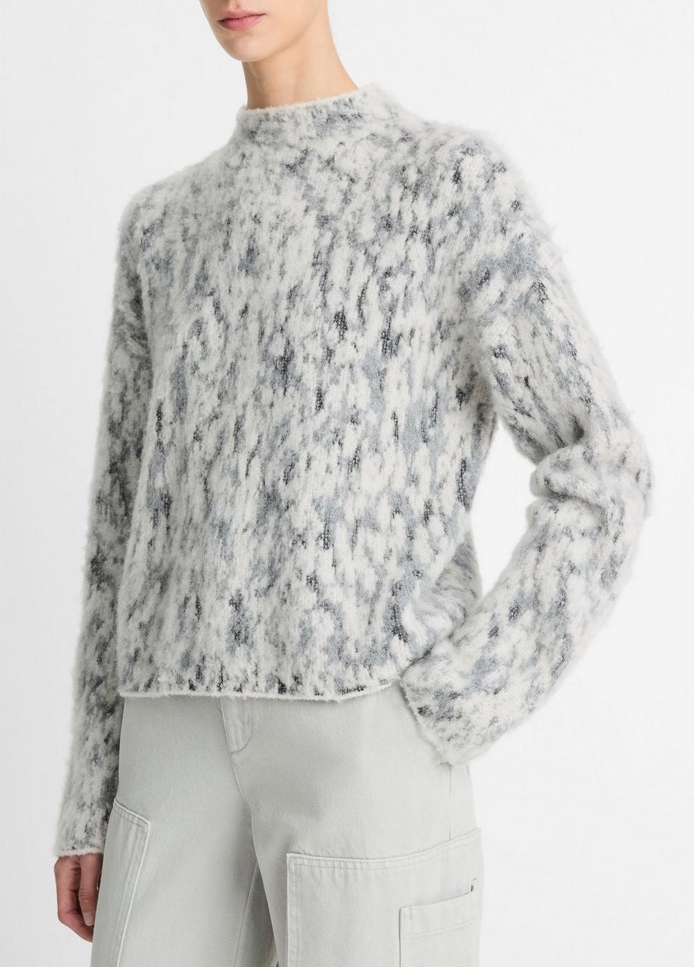 Abstract Onyx Jacquard Wool-Blend Mock Neck Sweater Product Image