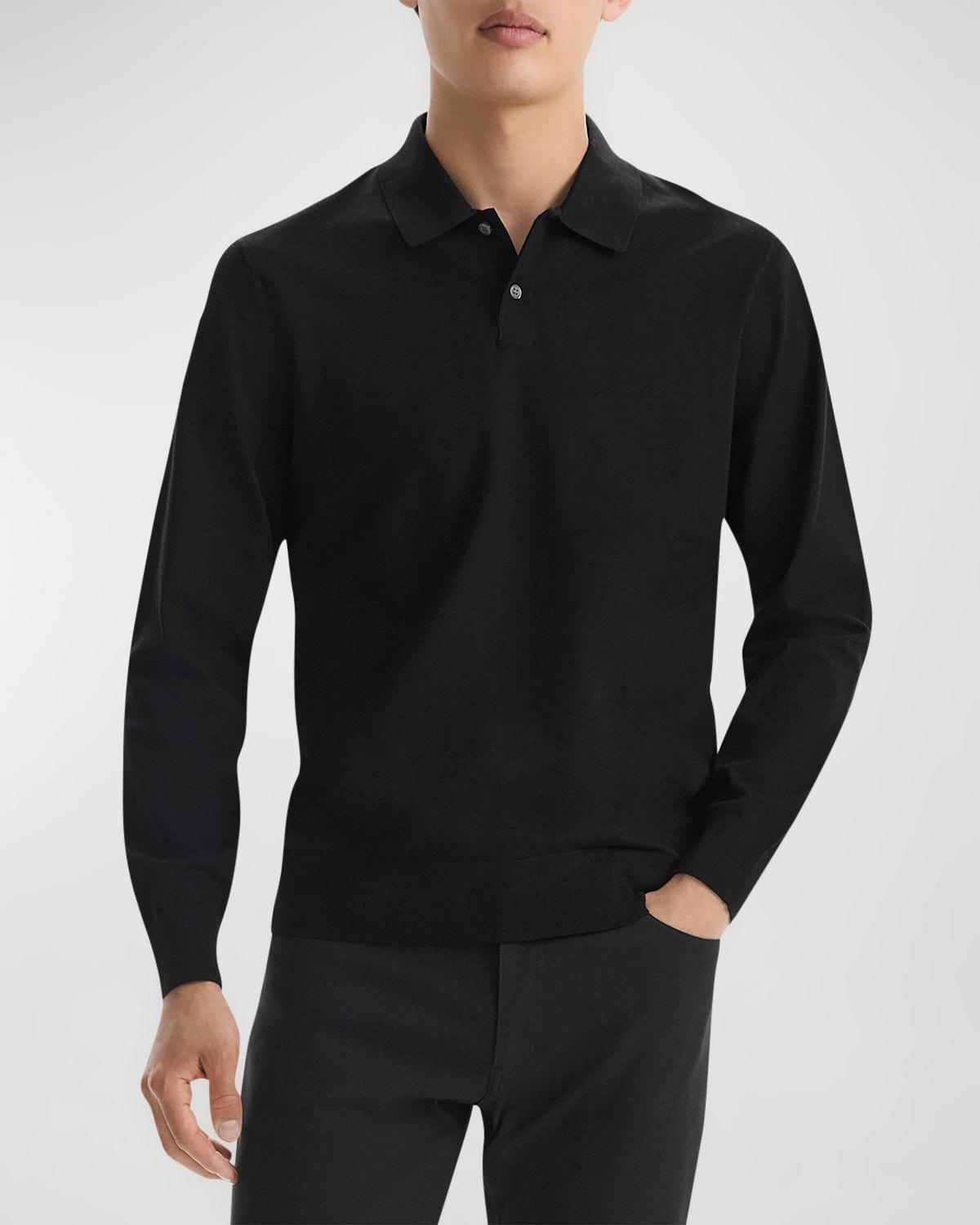 Theory Goris Long-Sleeve Polo Shirt in Fine Bilen  male Product Image