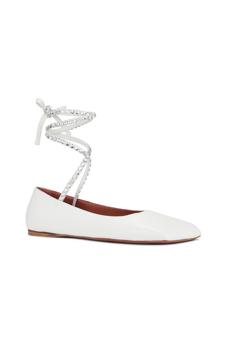 AMINA MUADDI Ane Lace Up Flat in White - White. Size 37 (also in 36.5, 37.5, 38, 38.5, 39.5, 40, 41). Product Image