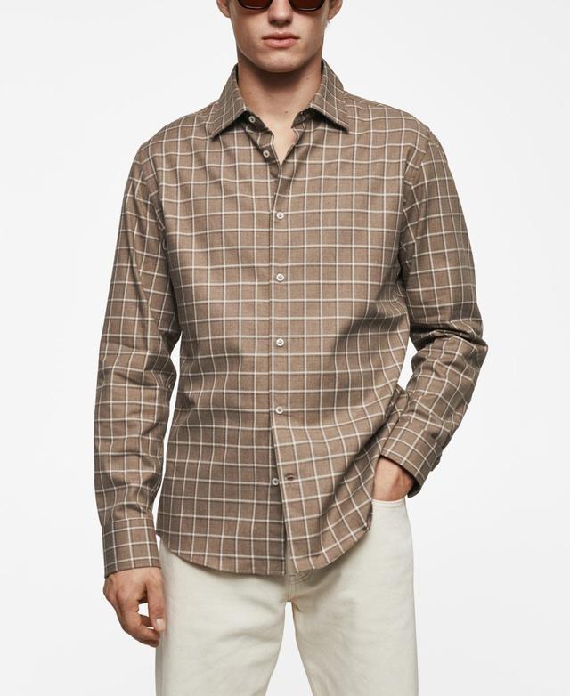 Mango Mens Check Flannel Cotton Shirt Product Image