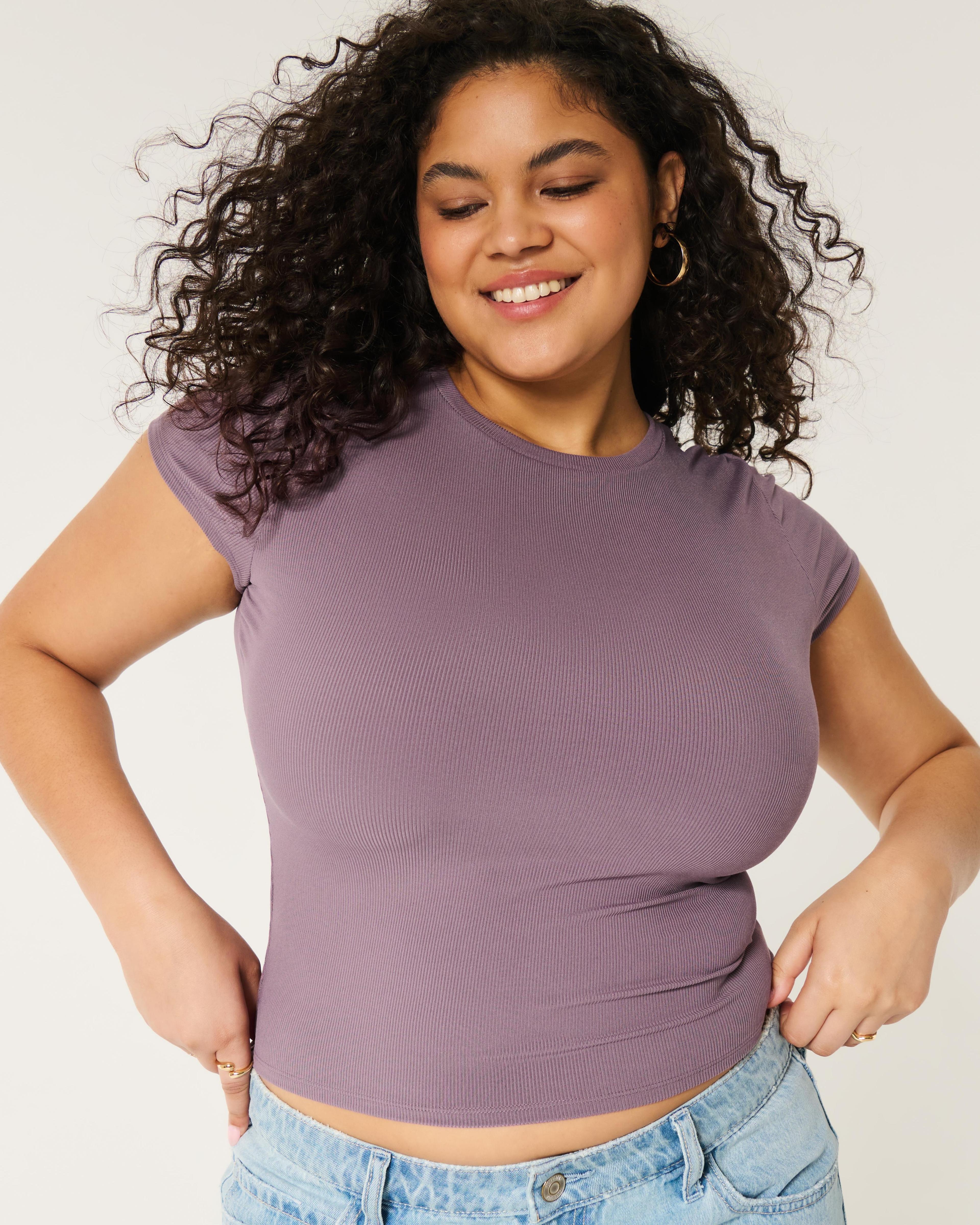 Ribbed Seamless Fabric Crew Top Product Image